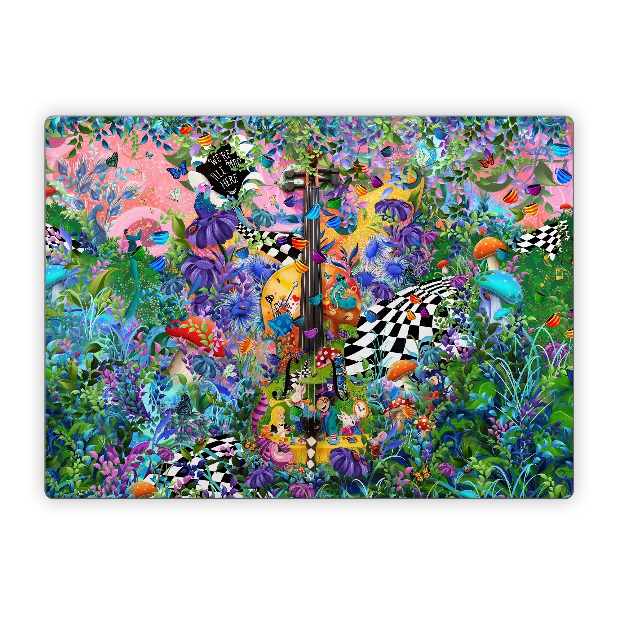 Microsoft Surface Laptop Series Skin design of Textile, Organism, Painting, Art, Pattern, Creative arts, Electric blue, Visual arts, Graphics, Illustration, with purple, blue, white, black, yellow, orange, green, pink, brown, red colors
