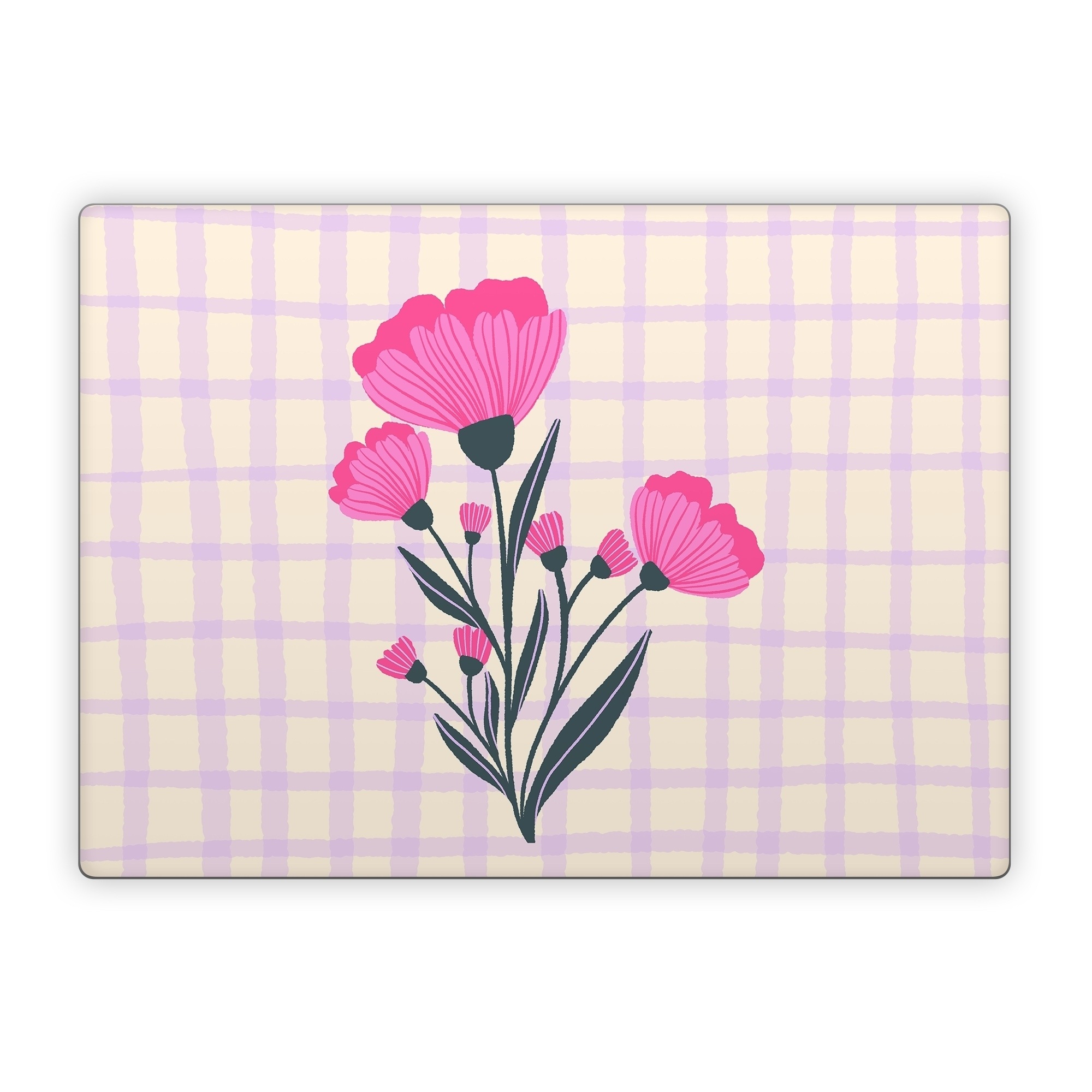 Microsoft Surface Laptop Series Skin design of Flower, Plant, Petal, Product, Dishware, Textile, Creative arts, Pink, Art, Magenta, with white, green, pink, purple colors