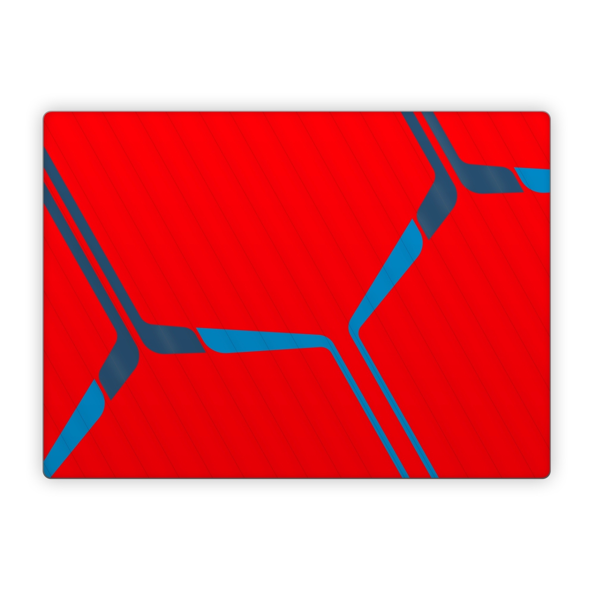 Microsoft Surface Laptop Series Skin design of Triangle, Font, Rectangle, Tints and shades, Magenta, Electric blue, Pattern, Parallel, Symmetry, Carmine, with red, blue colors