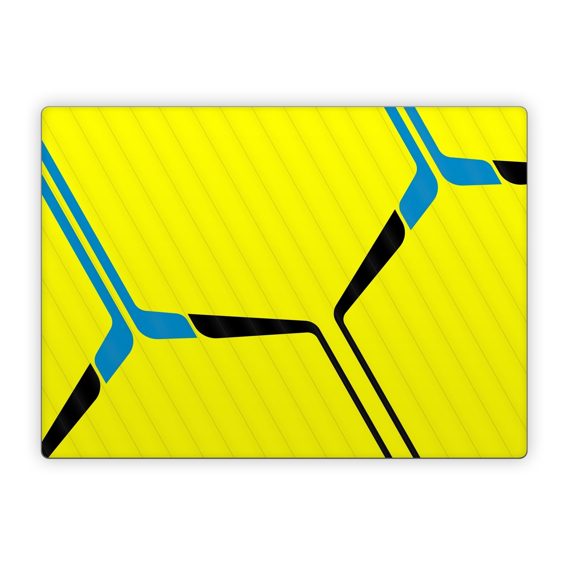 Microsoft Surface Laptop Series Skin design of Azure, Triangle, Font, Parallel, Symmetry, Pattern, Electric blue, Symbol, Rectangle, Design, with yellow, blue colors