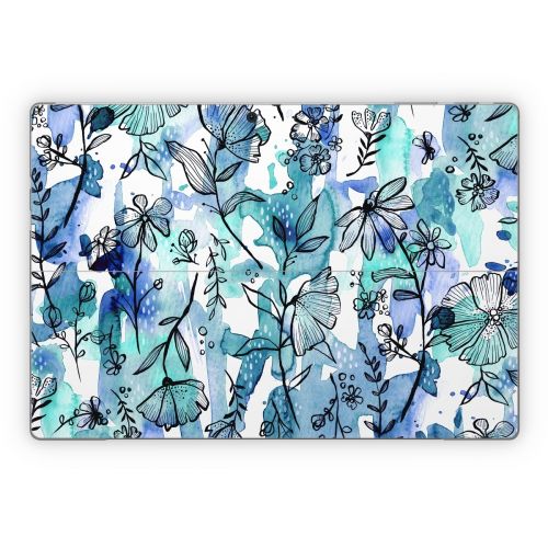 Blue Ink Floral Microsoft Surface Pro Series Skin