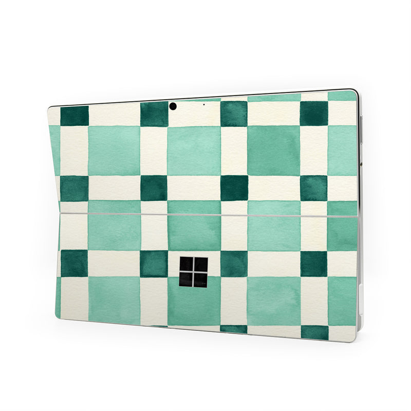 Microsoft Surface Pro Series Skin design of Linens, Tile, with white, green colors