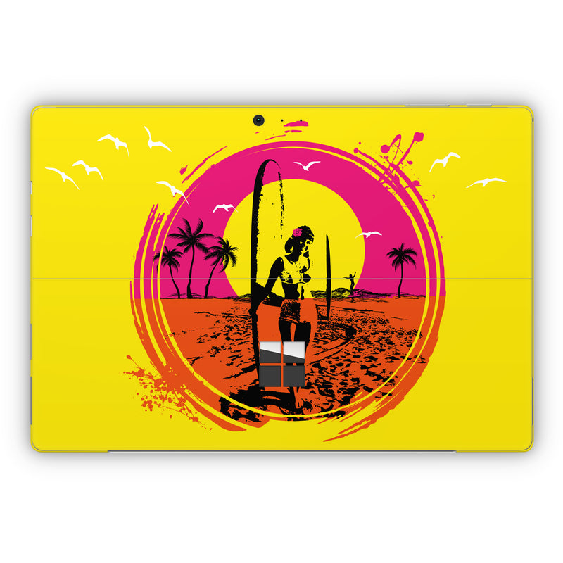 Microsoft Surface Pro Series Skin design of Palm trees, Graphic design, Graphics, Surfing--Equipment and supplies, Surfboard, Silhouette