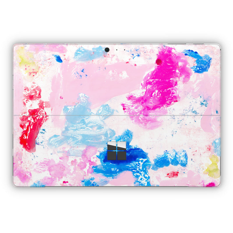 Microsoft Surface Pro Series Skin design of Art Paint, Watercolor painting, Pink, Visual arts, Paint, Painting, Drawing, Acrylic paint, Stain, Child art, with pink, blue, white, purple, red colors