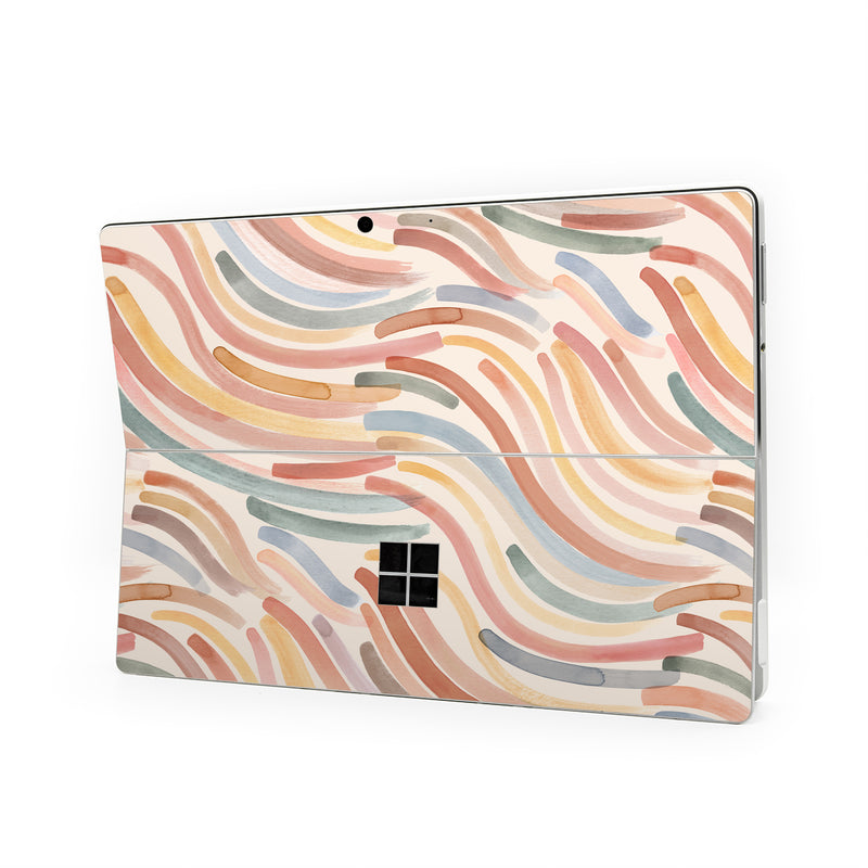 Microsoft Surface Pro Series Skin design of Orange, Brown, Pink, Design, Wallpaper, Motif, Paint, Pattern, Mixture, Modern art, with white, brown, blue, green, yellow, red colors
