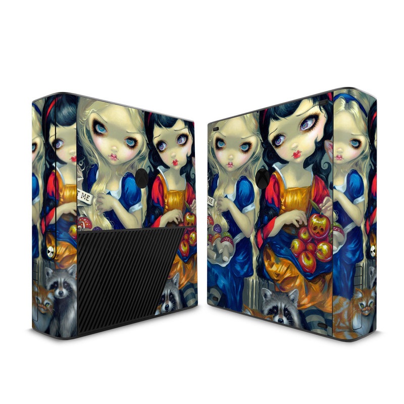 Xbox 360 E Skin design of Doll, Cartoon, Illustration, Cat, Art, Fawn, Toy, Fictional character, Whiskers, with blue, yellow, red, orange, gray colors