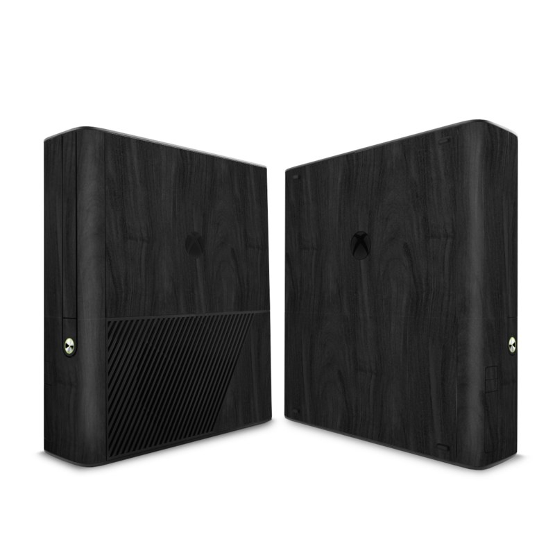 Xbox 360 E Skin design of Black, Brown, Wood, Grey, Flooring, Floor, Laminate flooring, Wood flooring with black colors