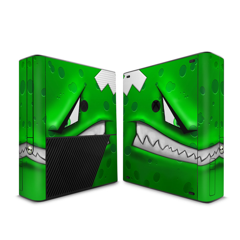 Xbox 360 E Skin design of Green, Font, Animation, Logo, Graphics, Games with green, white colors