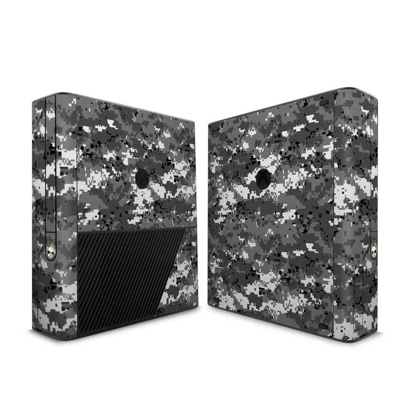 Xbox 360 E Skin design of Military camouflage, Pattern, Camouflage, Design, Uniform, Metal, Black-and-white with black, gray colors