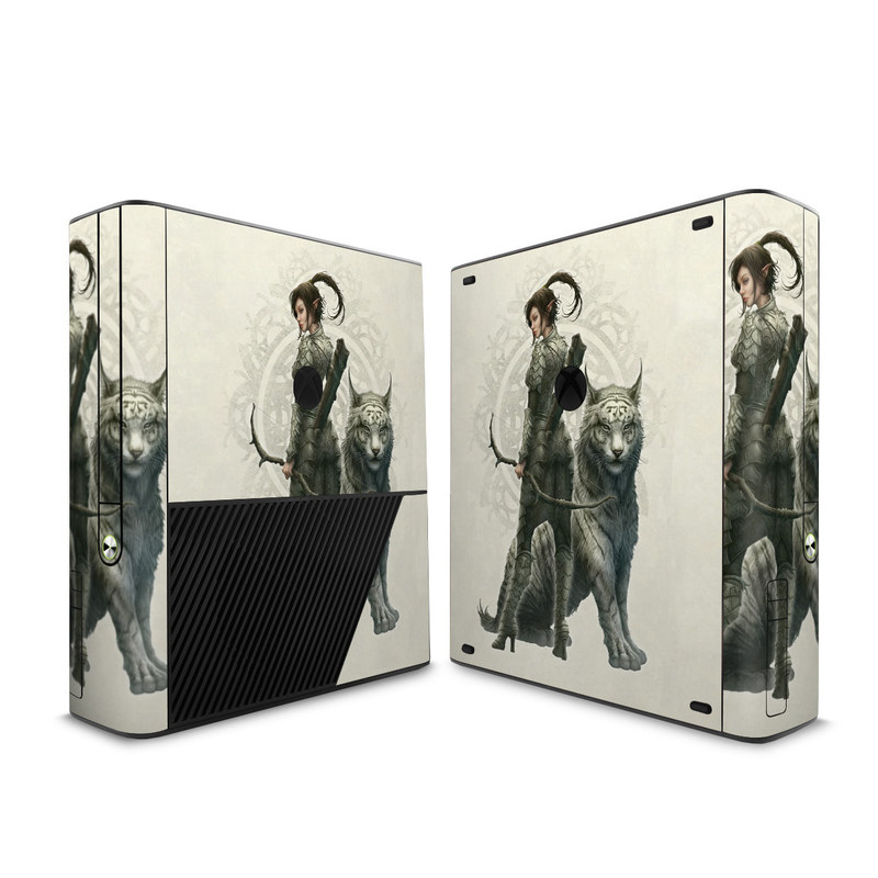 Xbox 360 E Skin design of Illustration, Fictional character, Drawing, Woman warrior, Art, Mythology, Sketch, with gray, black, pink, yellow, green colors