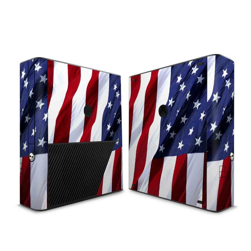 Xbox 360 E Skin design of Flag, Flag of the united states, Flag Day (USA), Veterans day, Memorial day, Holiday, Independence day, Event with red, blue, white colors
