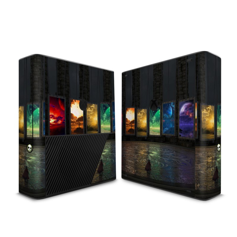 Xbox 360 E Skin design of Light, Lighting, Water, Sky, Technology, Night, Art, Geological phenomenon, Electronic device, Glass, with black, red, green, blue colors