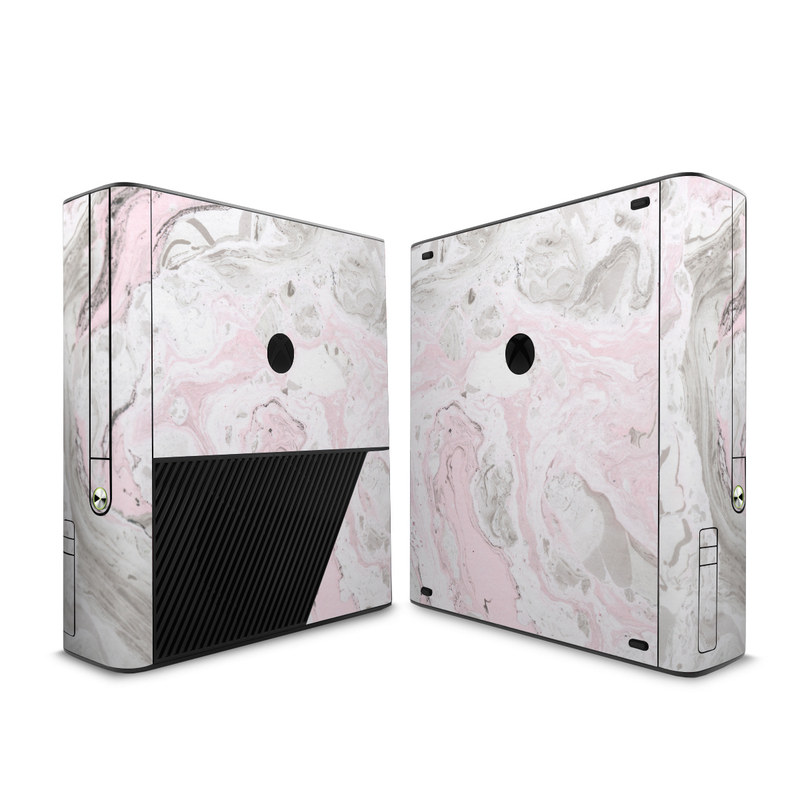 Xbox 360 E Skin design of White, Pink, Pattern, Illustration, with pink, gray, white colors