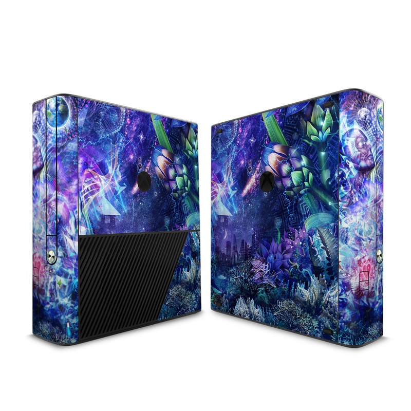 Xbox 360 E Skin design of Blue, Purple, Violet, Lavender, Majorelle blue, Psychedelic art, Electric blue, Organism, Art, Design, with blue, green, purple, red, pink colors