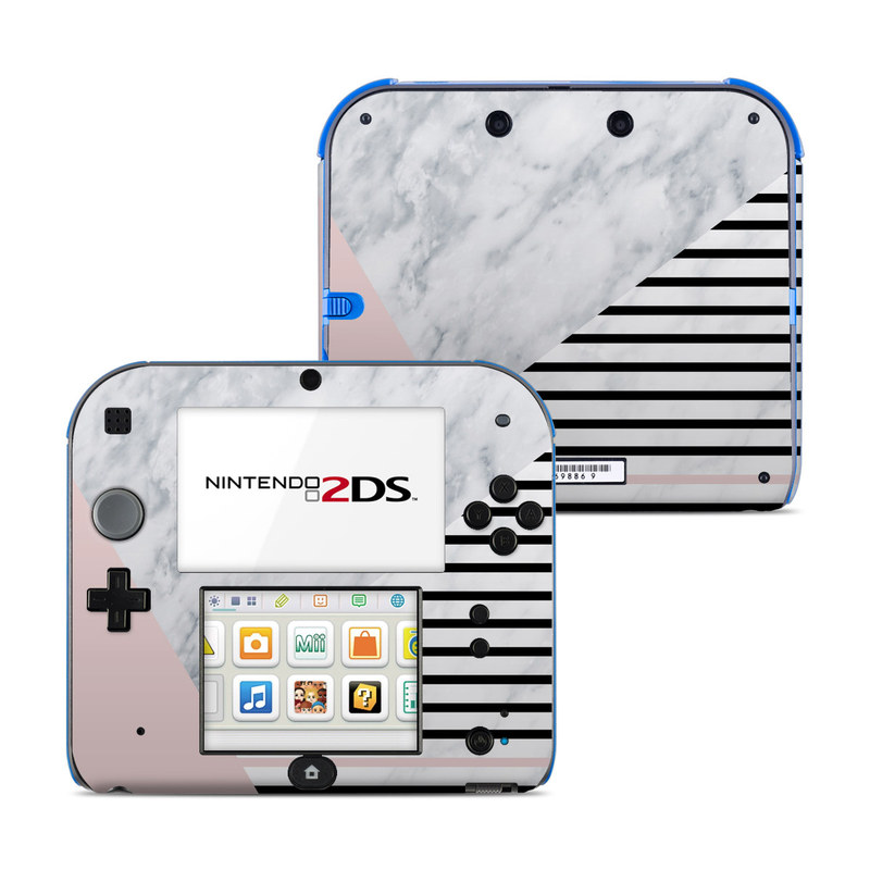 Nintendo 2DS Skin design of White, Line, Architecture, Stairs, Parallel, with gray, black, white, pink colors