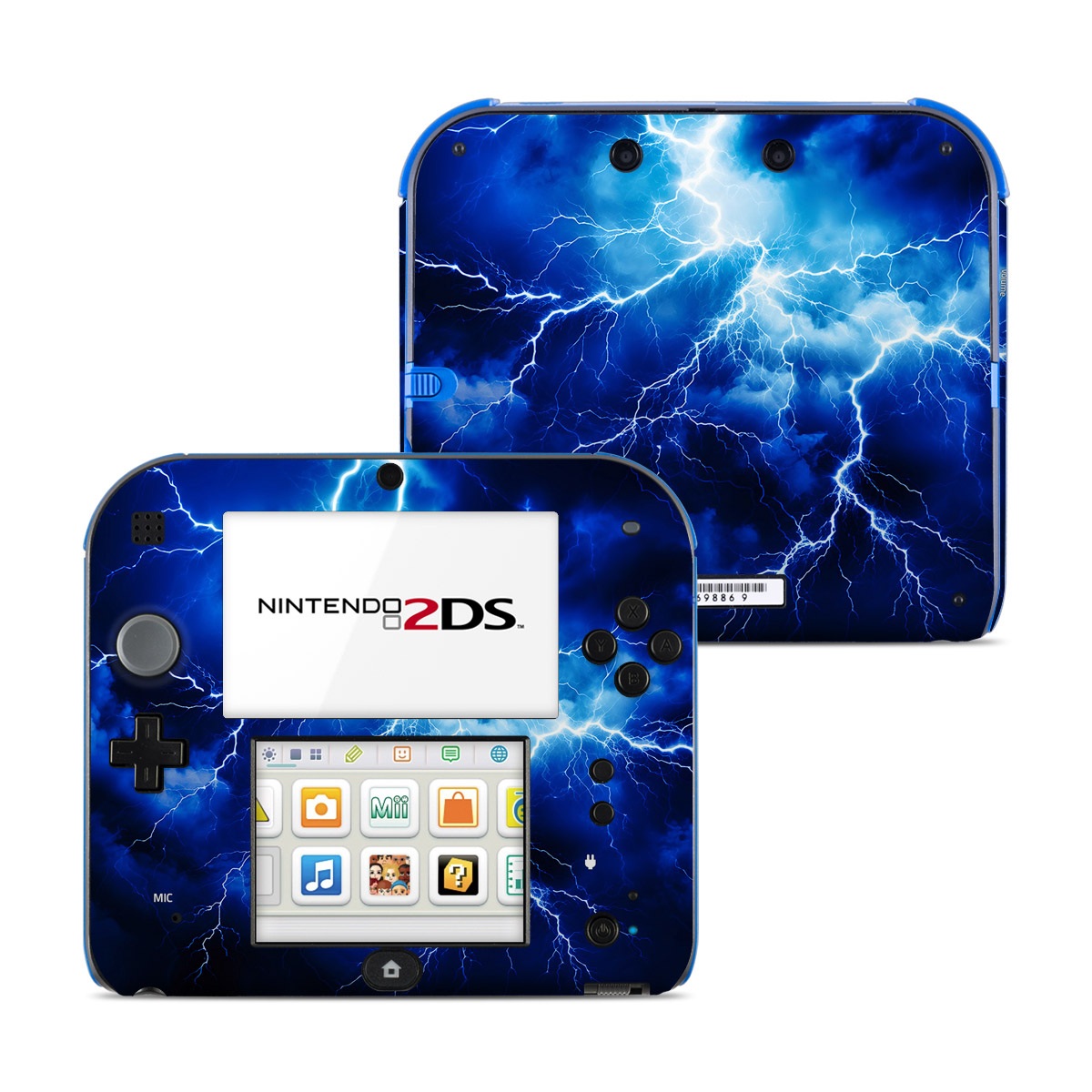 Nintendo 2DS Skin design of Thunder, Sky, Atmosphere, Daytime, Cloud, Water, Lightning, Light, Azure, Natural environment, with black, blue colors