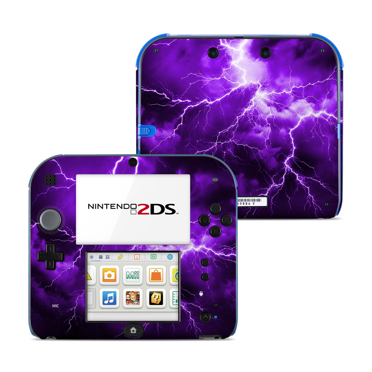 Nintendo 2DS Skin design of Sky, Lightning, Thunder, Atmosphere, Thunderstorm, Daytime, Purple, Light, Cloud, Nature, with black, purple colors
