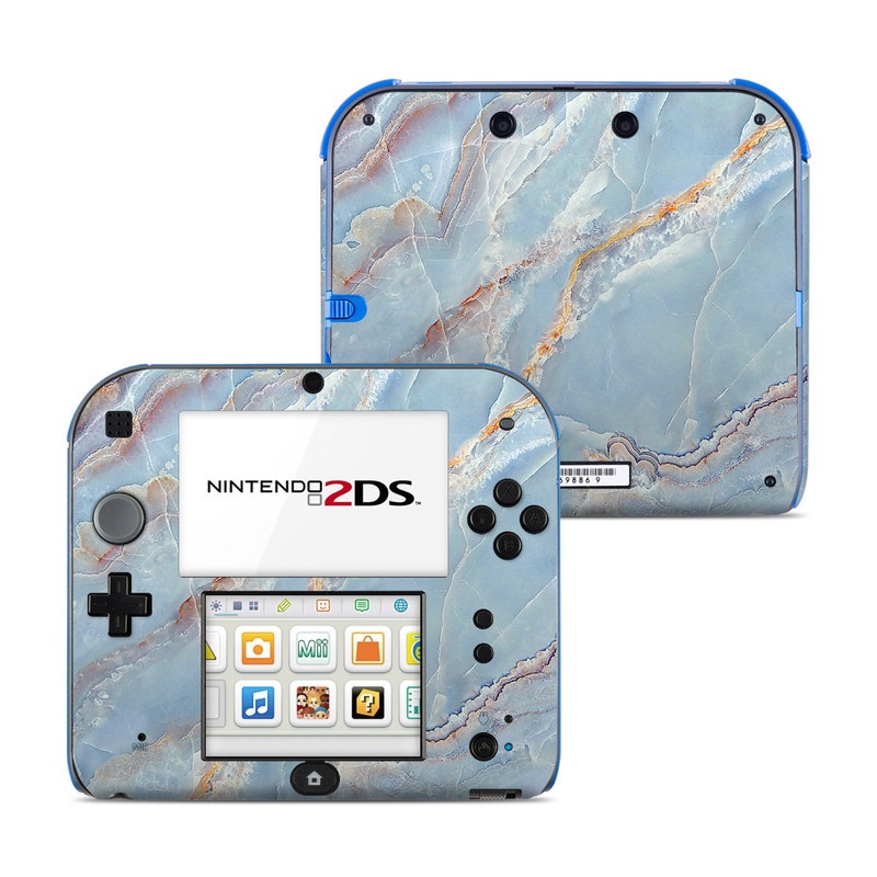 Nintendo 2DS Skin design of Blue, Azure, Aqua, Onyx, with blue, red, orange, white colors
