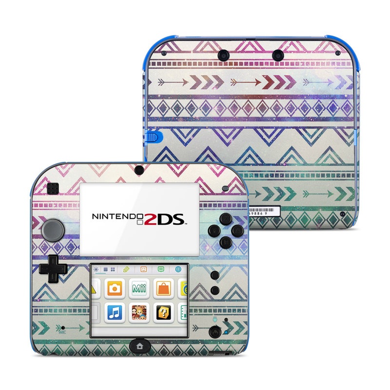Nintendo 2DS Skin design of Pattern, Line, Teal, Design, Textile, with gray, pink, yellow, blue, black, purple colors