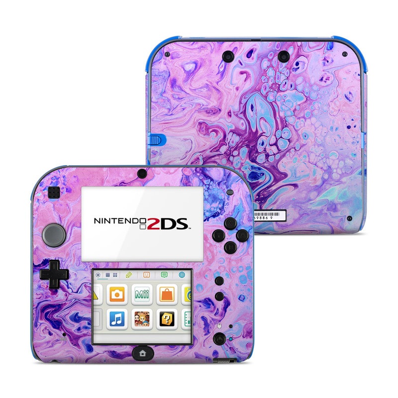 Nintendo 2DS Skin design of Purple, Violet, Lilac, Art, Pattern, Modern art, Painting, Visual arts, Acrylic paint, Magenta, with pink, purple, blue colors