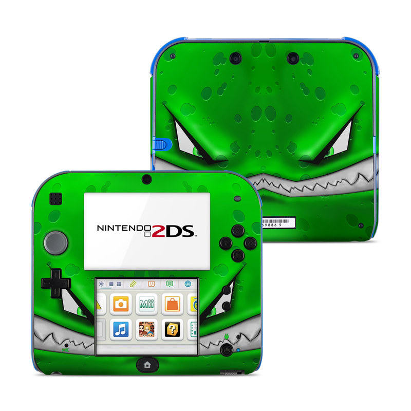 Nintendo 2DS Skin design of Green, Font, Animation, Logo, Graphics, Games, with green, white colors