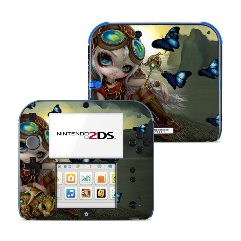 Nintendo 2DS Skin design of Cg artwork, Illustration, Fictional character, Art, Mythology, Games, Massively multiplayer online role-playing game, with black, green, red, yellow, brown, blue colors