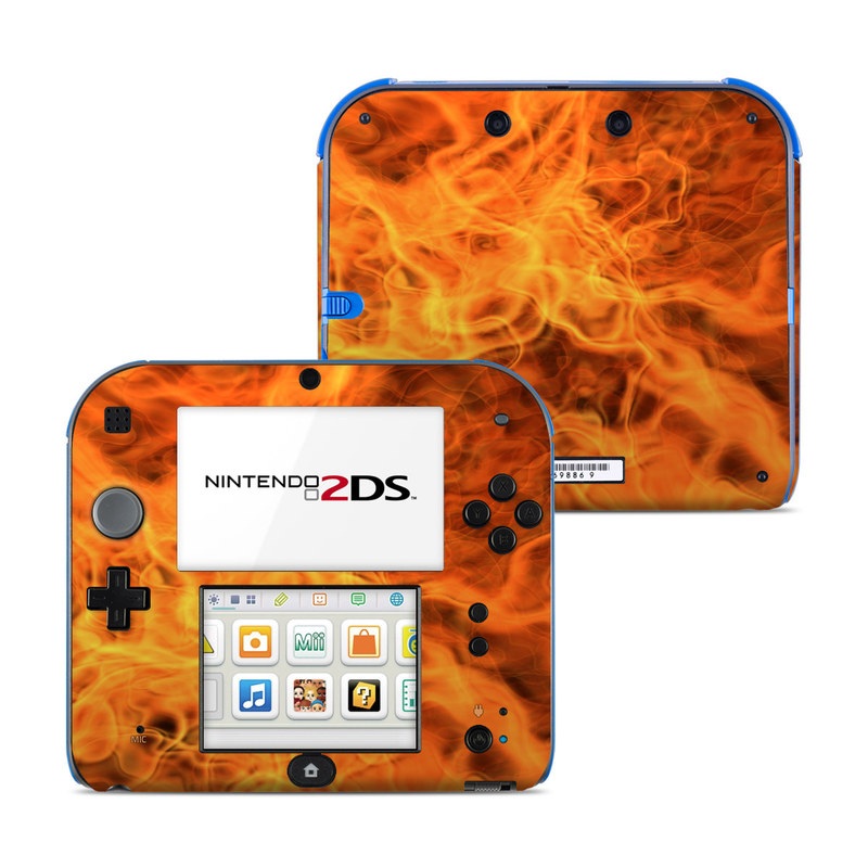 Nintendo 2DS Skin design of Flame, Fire, Heat, Orange, with red, orange, black colors