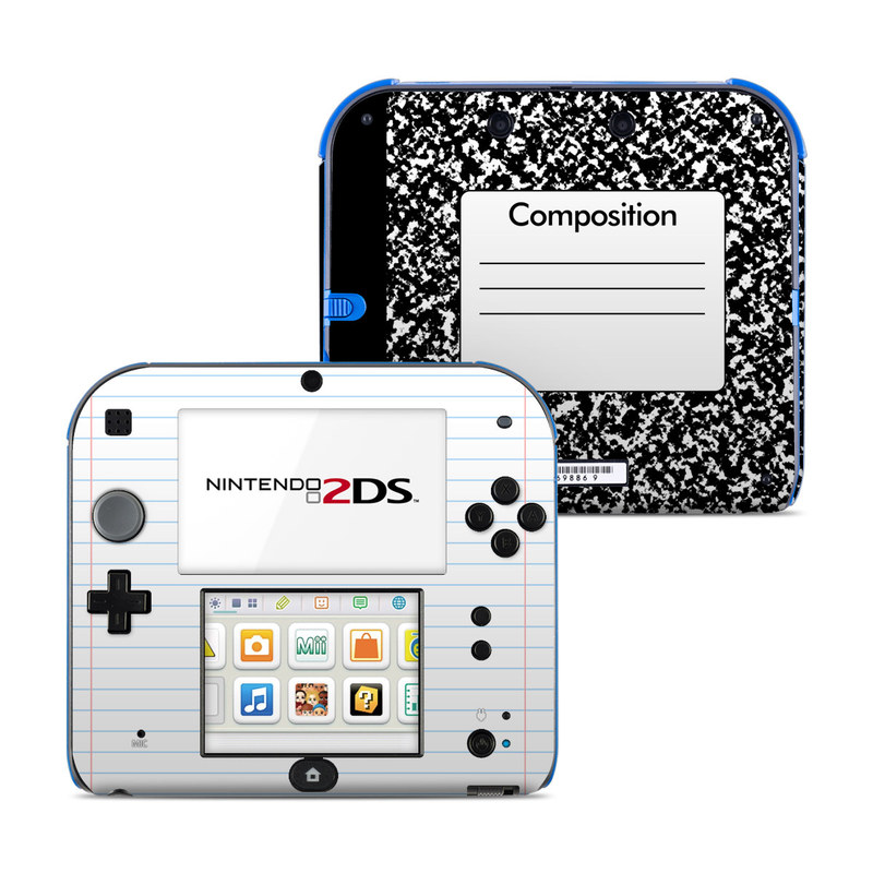 Nintendo 2DS Skin design of Text, Font, Line, Pattern, Black-and-white, Illustration, with black, gray, white colors