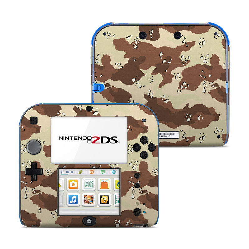 Nintendo 2DS Skin design of Military camouflage, Brown, Pattern, Design, Camouflage, Textile, Beige, Illustration, Uniform, Metal, with gray, red, black, green colors