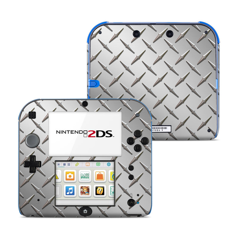 Nintendo 2DS Skin design of Pattern, Metal, Line, Design, Steel, Parallel, Tile, Beige, Flooring, with gray colors