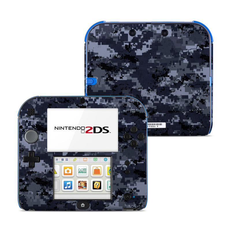 Nintendo 2DS Skin design of Military camouflage, Black, Pattern, Blue, Camouflage, Design, Uniform, Textile, Black-and-white, Space, with black, gray, blue colors