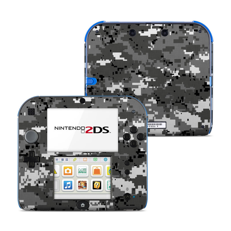 Nintendo 2DS Skin design of Military camouflage, Pattern, Camouflage, Design, Uniform, Metal, Black-and-white, with black, gray colors