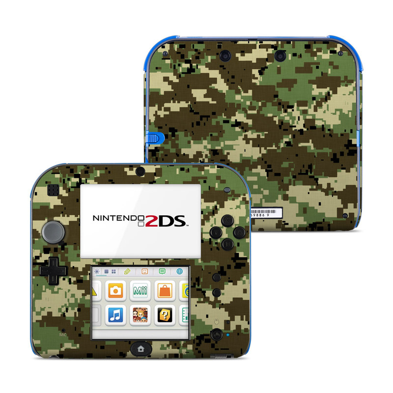 Nintendo 2DS Skin design of Military camouflage, Pattern, Camouflage, Green, Uniform, Clothing, Design, Military uniform, with black, gray, green colors
