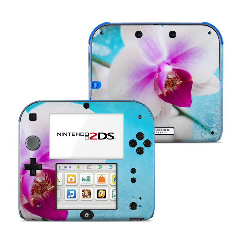 Nintendo 2DS Skin design of Flowering plant, Petal, Flower, Pink, moth orchid, Plant, Purple, Violet, Orchid, Moth Orchid, with gray, blue, purple, red colors