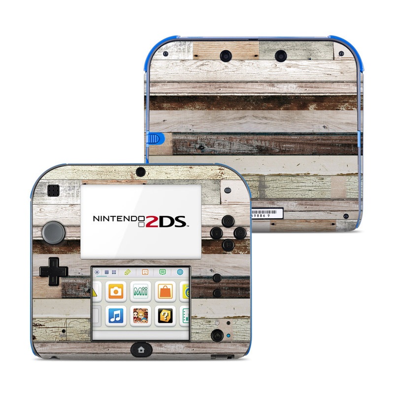 Nintendo 2DS Skin design of Wood, Wall, Plank, Line, Lumber, Wood stain, Beige, Parallel, Hardwood, Pattern, with brown, white, gray, yellow colors
