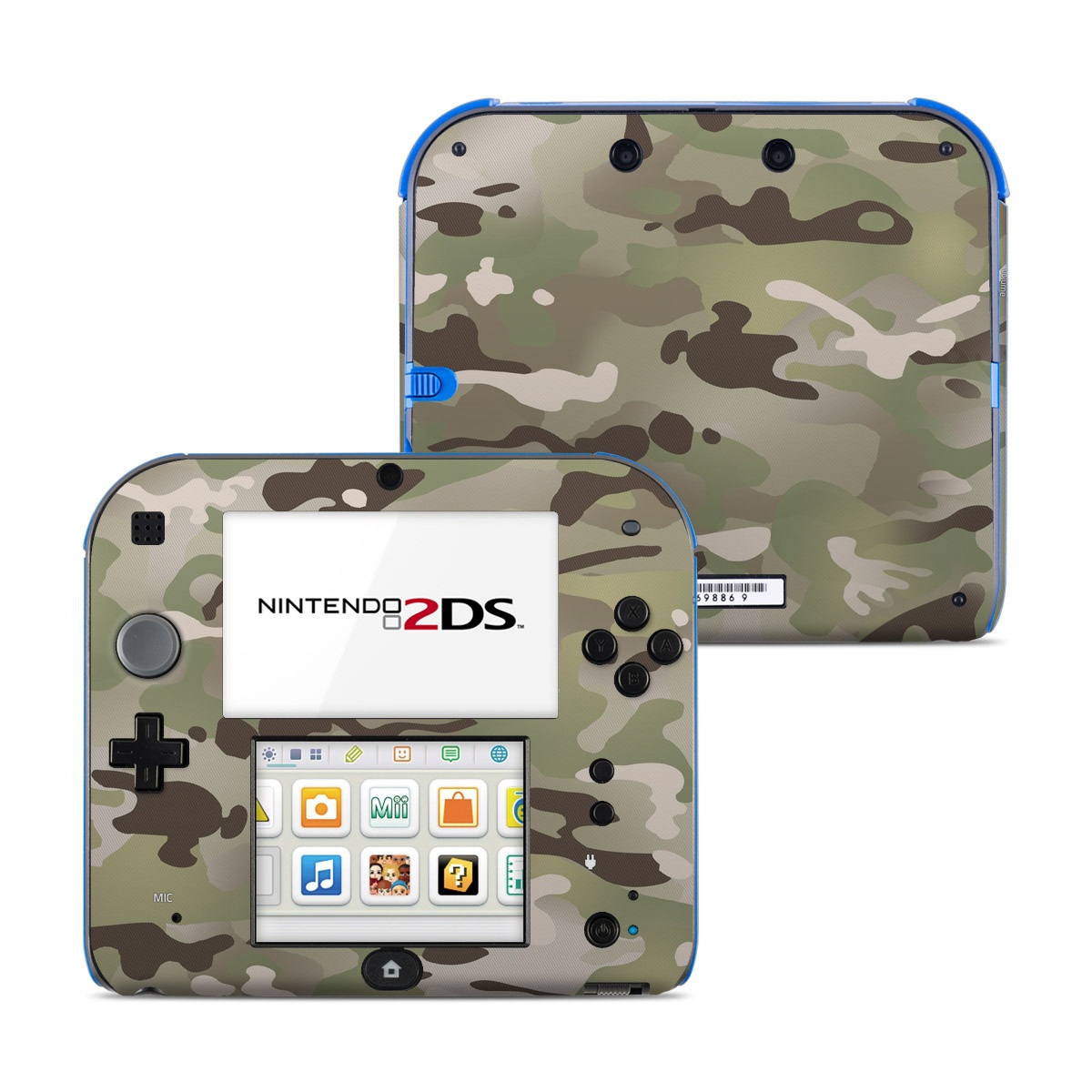 Nintendo 2DS Skin design of Military camouflage, Camouflage, Pattern, Clothing, Uniform, Design, Military uniform, Bed sheet, with gray, green, black, red colors