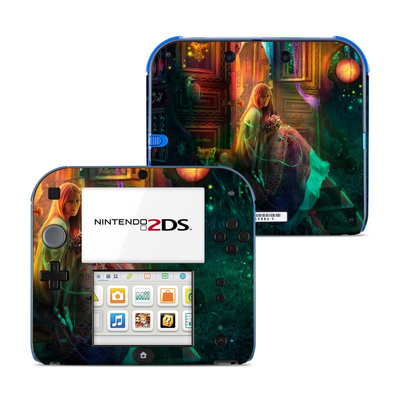 Nintendo 2DS Skin design of Illustration, Adventure game, Darkness, Art, Digital compositing, Fictional character, Games, with black, red, blue, green colors