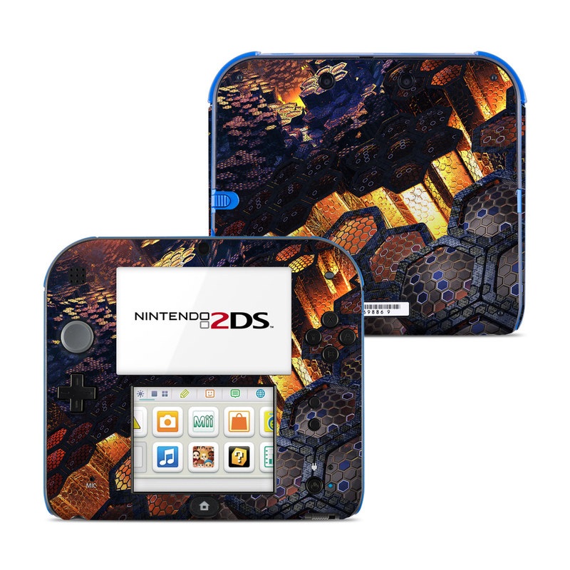 Nintendo 2DS Skin design of Geological phenomenon, Sky, Water, Cobblestone, Rock, Reflection, Colorfulness, World, Art, with black, red, green colors