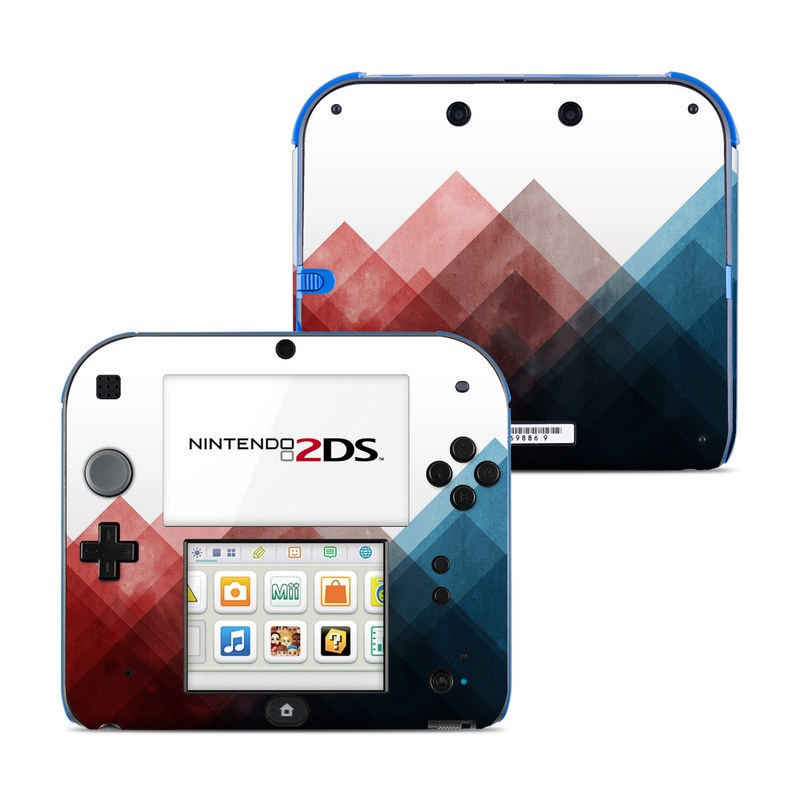 Nintendo 2DS Skin design of Blue, Red, Sky, Pink, Line, Architecture, Font, Graphic design, Colorfulness, Illustration, with red, pink, blue colors