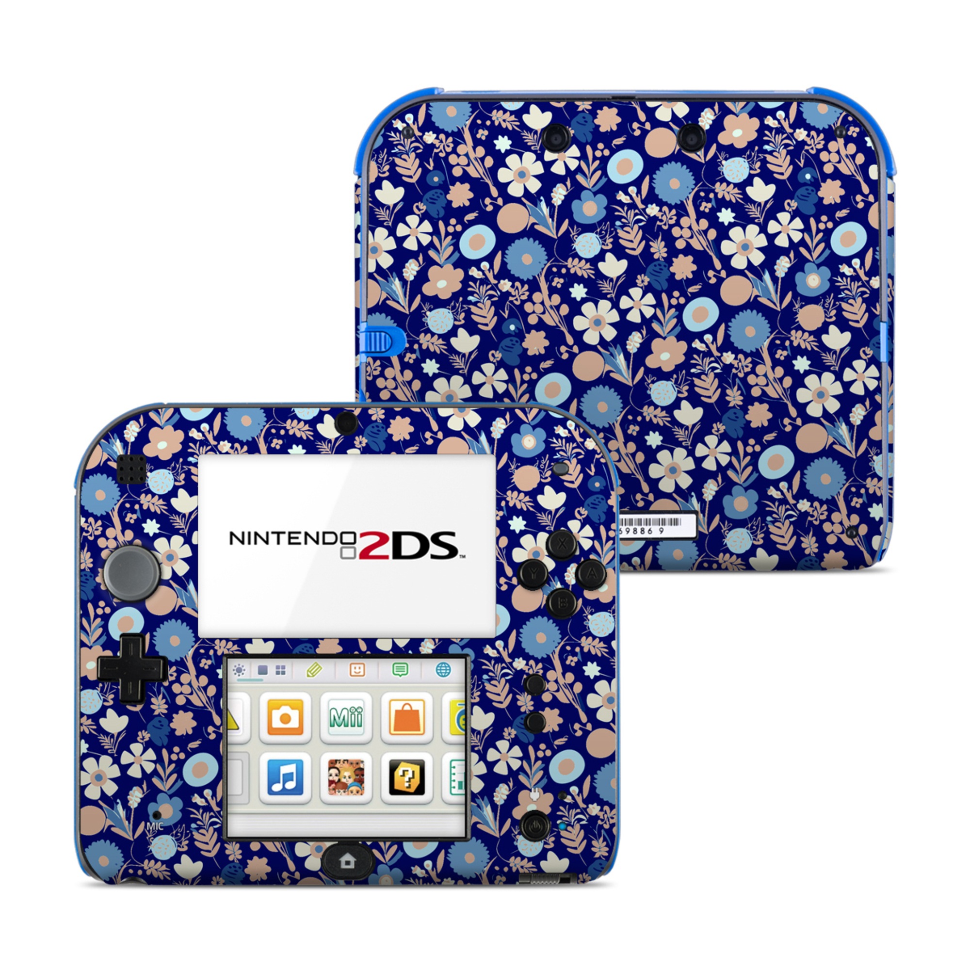 Nintendo 2DS Skin design of Pattern, Art, Symmetry, Circle, Electric blue, with blue, white, pink colors