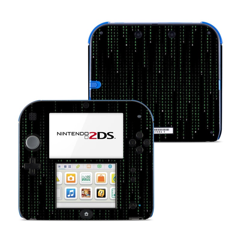 Nintendo 2DS Skin design of Green, Black, Pattern, Symmetry, with black colors