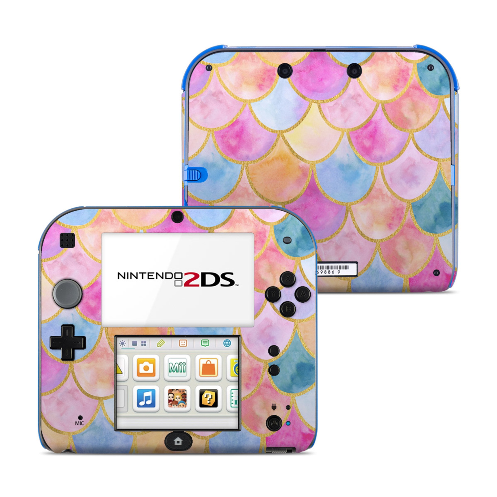 Nintendo 2DS Skin design of Colorfulness, Natural material, Pink, Art, Line, Magenta, Red, Creative arts, Circle, Pattern, with pink, purple, blue, orange, yellow, white colors