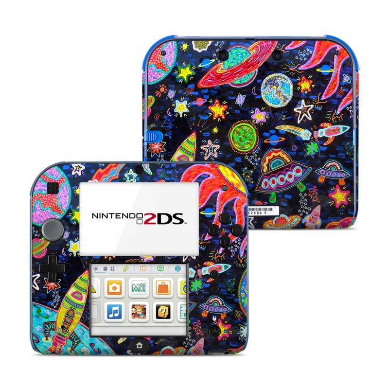 Nintendo 2DS Skin design of Pattern, Psychedelic art, Visual arts, Paisley, Design, Motif, Art, Textile, with black, gray, blue, red colors