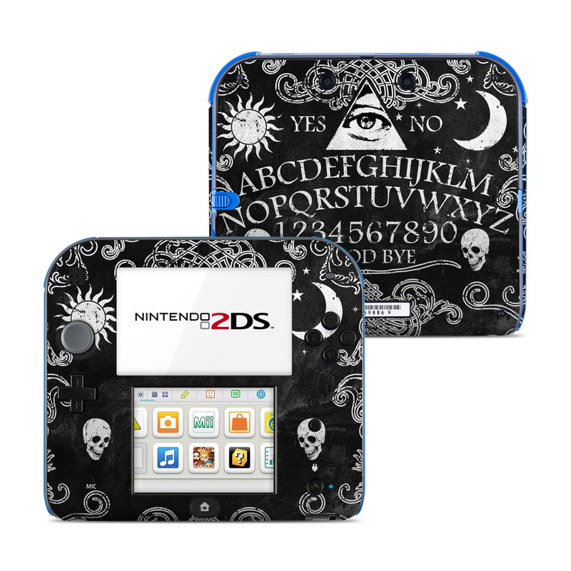 Nintendo 2DS Skin design of Text, Font, Pattern, Design, Illustration, Headpiece, Tiara, Black-and-white, Calligraphy, Hair accessory, with black, white, gray colors