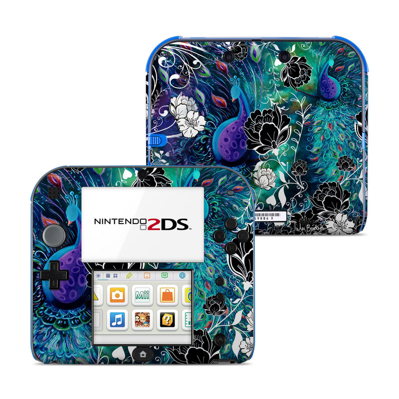 Nintendo 2DS Skin design of Pattern, Psychedelic art, Organism, Turquoise, Purple, Graphic design, Art, Design, Illustration, Fractal art, with black, blue, gray, green, white colors