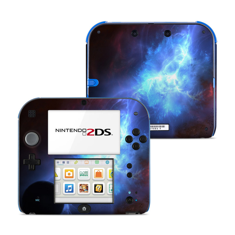 Nintendo 2DS Skin design of Sky, Atmosphere, Outer space, Space, Astronomical object, Fractal art, Universe, Electric blue, Art, Organism, with black, blue, purple colors