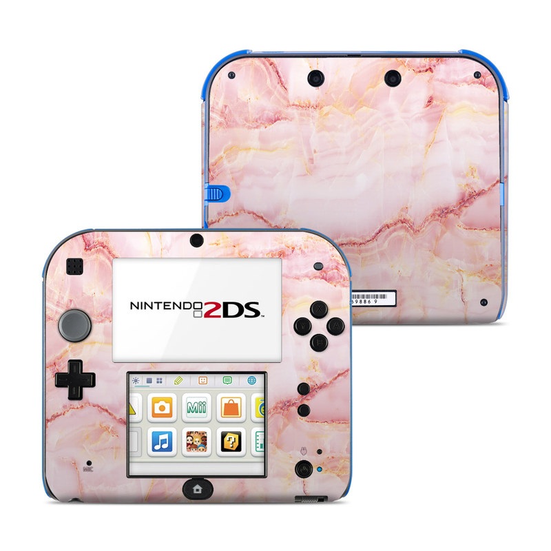 Nintendo 2DS Skin design of Pink, Peach, with white, pink, red, yellow, orange colors
