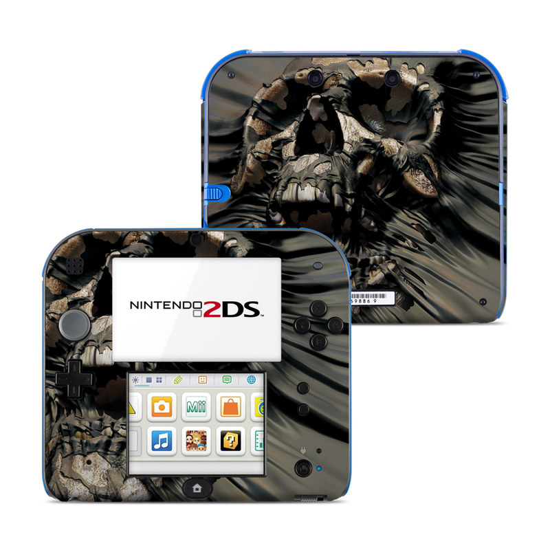 Nintendo 2DS Skin design of Cg artwork, Fictional character, Illustration, Demon, Fiction, Supervillain, Mythology, Art, with black, green, gray, red colors