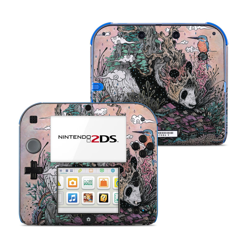 Nintendo 2DS Skin design of Illustration, Art, Fictional character, Printmaking, Marsupial, Graphic design, Rodent, Possum, with gray, black, red, blue, purple colors