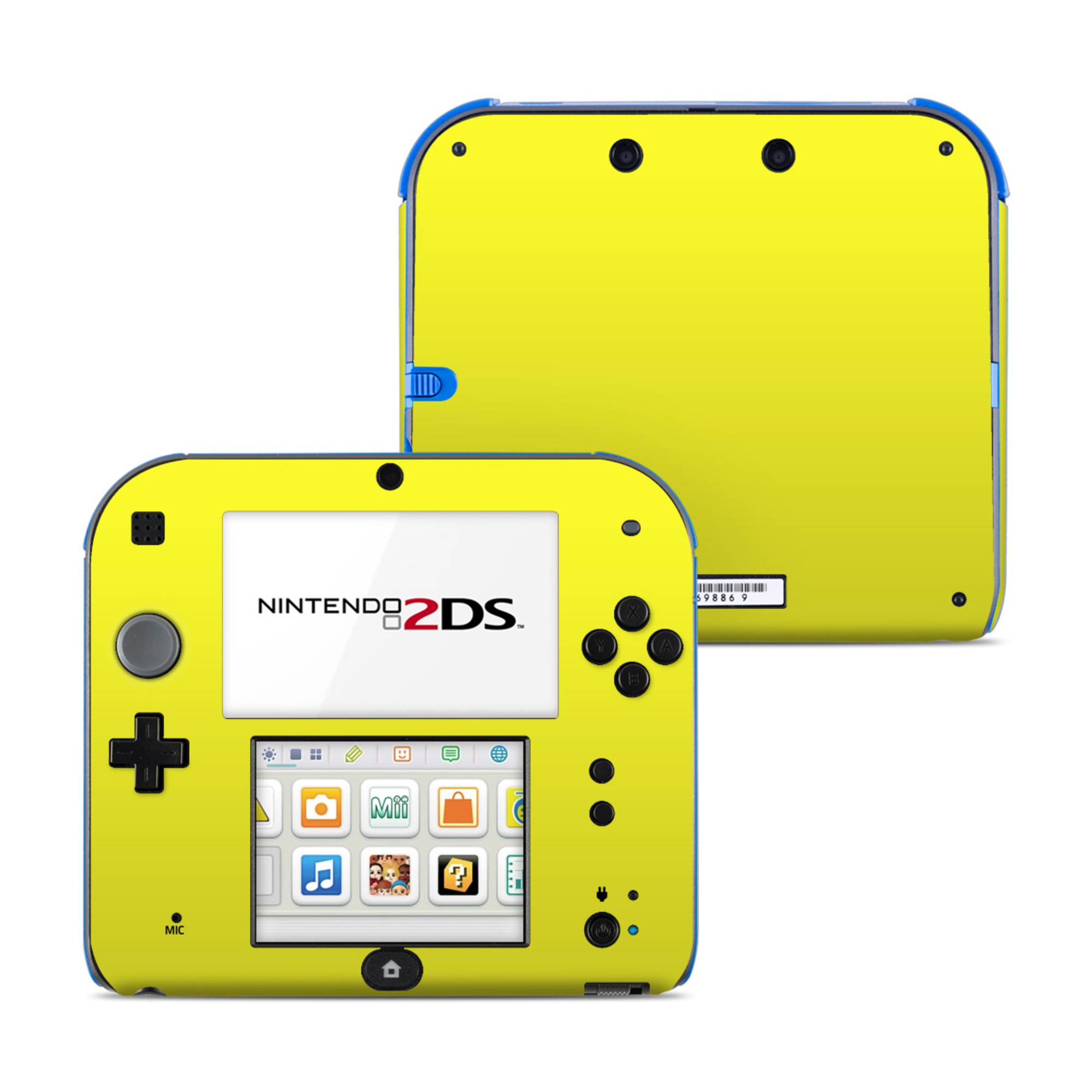 Nintendo 2DS Skin design of Yellow, Font, Electric blue, Peach, Pattern, Magenta, with yellow colors